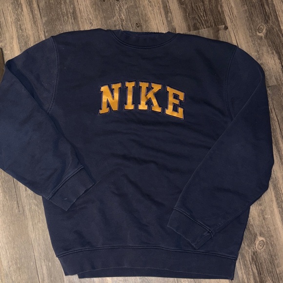 Nike Other - Vintage 90s Nike Men’s L Spellout Embroidered Sweatshirt Blue Pullover